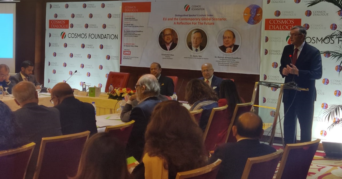 Slovenia , DaniloTürk , DrIftekhar Ahmed Chowdhury , National University of Singapore , Cosmos Dialogue , Enayetullah Khan , Cosmos Foundation , UN , EU