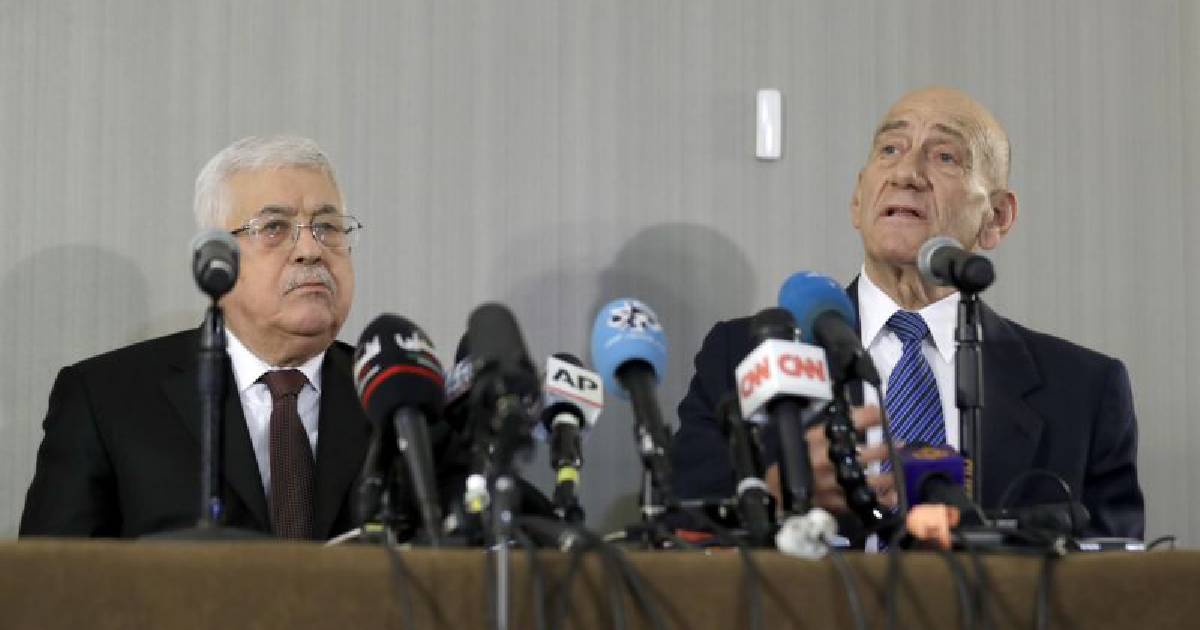 ex-Israeli PM , Palestinian chief , Palestinian President Mahmoud Abbas , Israeli Prime Minister Ehud Olmert , Israeli-Palestinian conflict