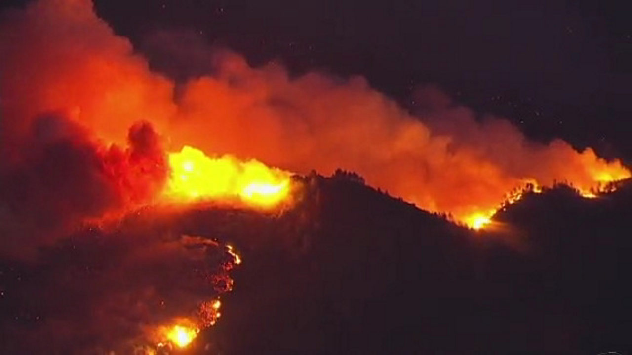 California fires , power line